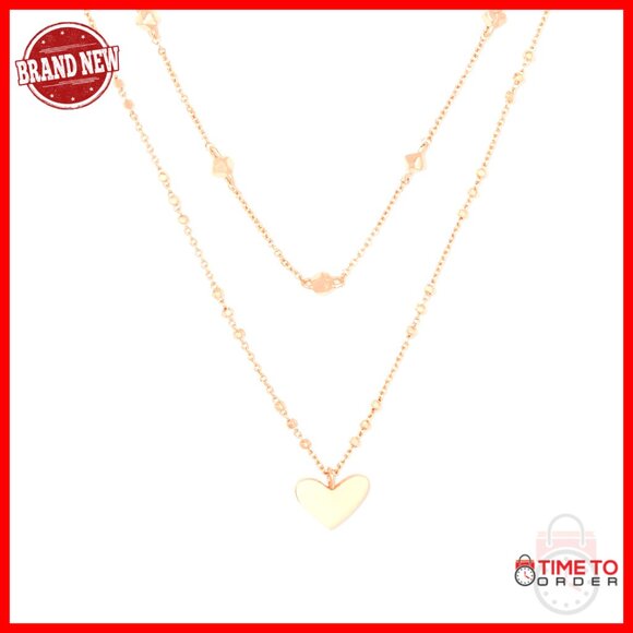 Rose Gold Plated Heart Multi Strand Necklace 16